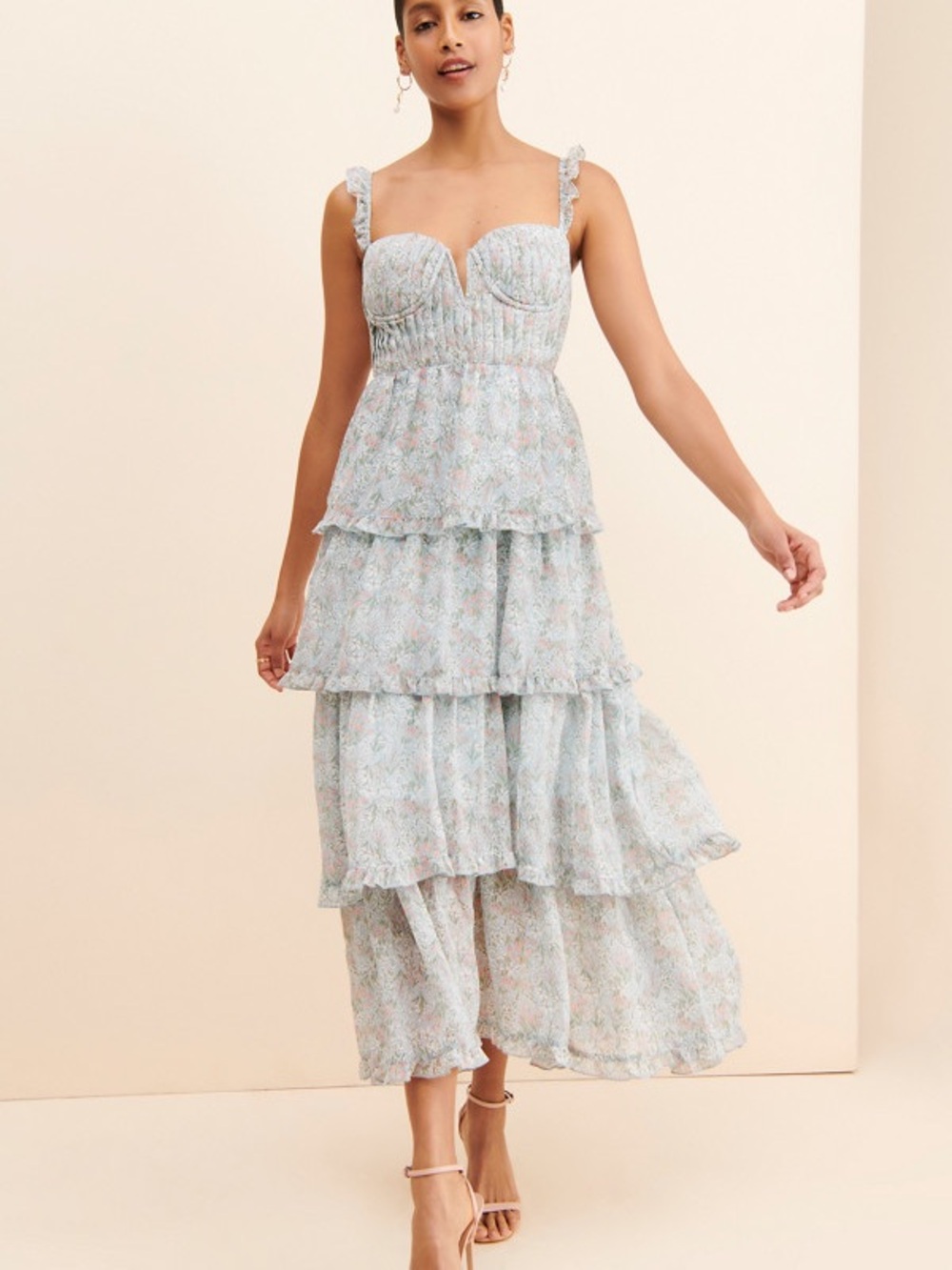 NWT Astr the Label Tiered Floral Maxi Dress with Ruffle Detail, Small - Picture 11 of 12